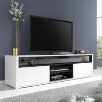 GRADE A1 - Evoque White High Gloss TV Unit With Soundbar Shelf