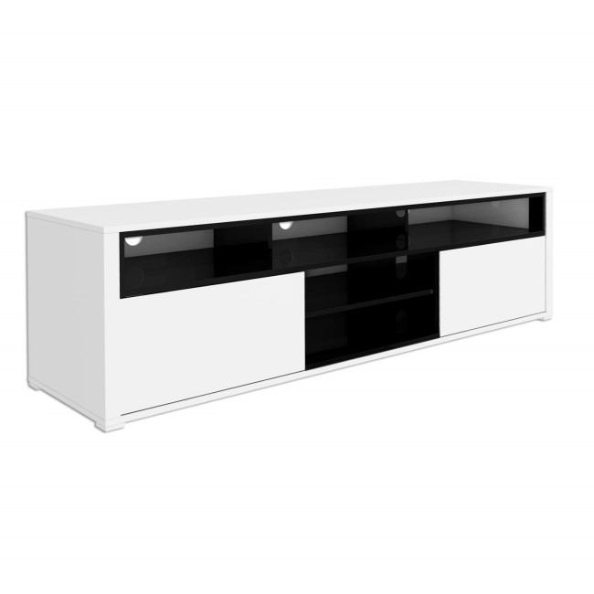 Large White Gloss TV Stand with Storage - TV's up to 77" - Neo