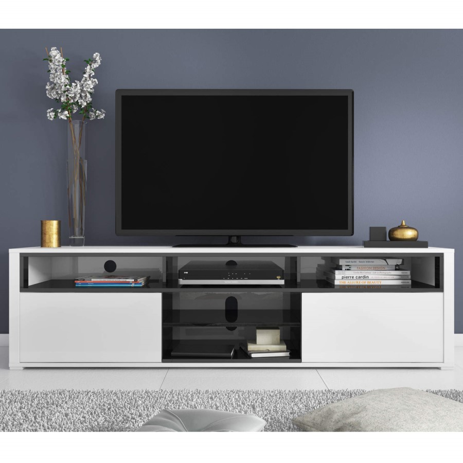 GRADE A1 - Evoque White High Gloss TV Unit With Soundbar Shelf