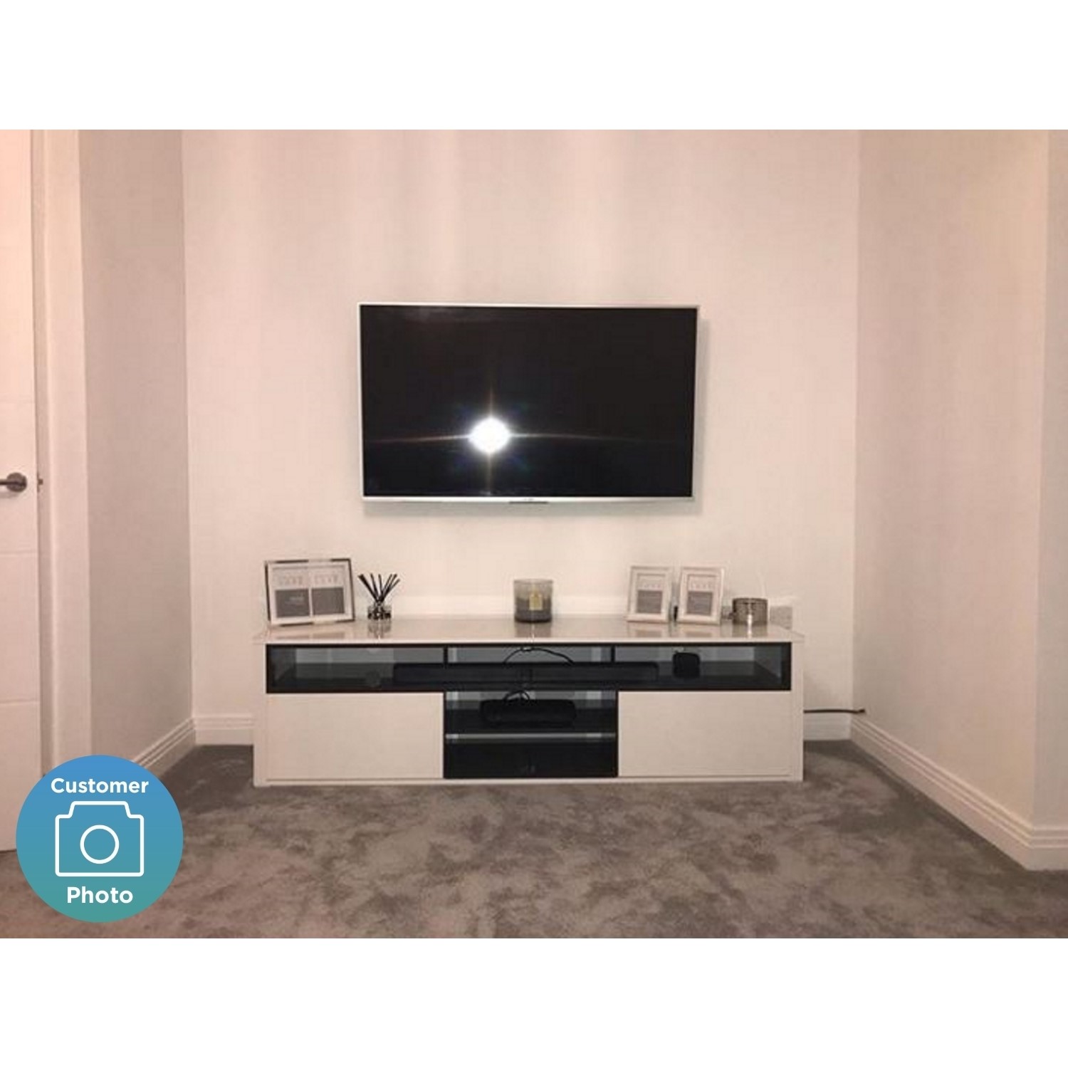 GRADE A2 Evoque White High Gloss TV Unit With Soundbar Shelf