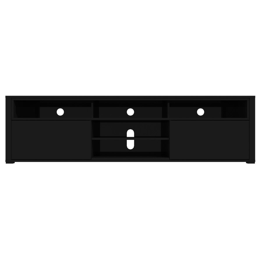 GRADE A1 - Large Black High Gloss TV Unit with Soundbar Shelf - TV's up to 70" - Neo