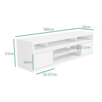 Large White High Gloss TV Unit with Soundbar Shelf -  Neo