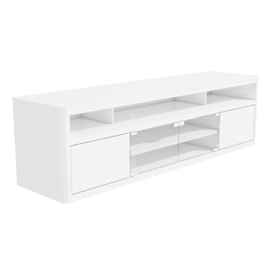 GRADE A1 - Neo Large White High Gloss TV Unit with Soundbar Shelf