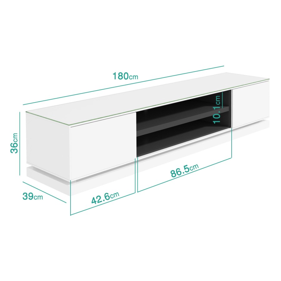 Large White Gloss TV Stand with LED Lighting - Evoque