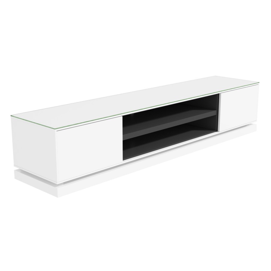 Large White Gloss TV Stand with LED Lighting - Evoque