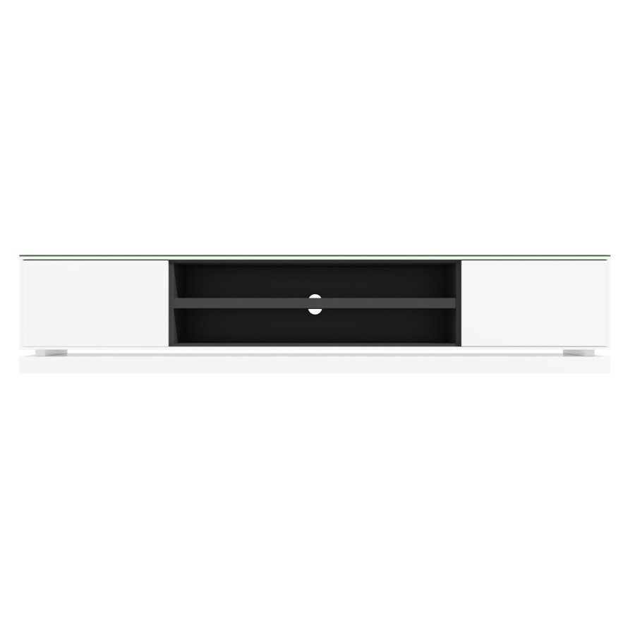 Large White Gloss TV Stand with LED Lighting - Evoque
