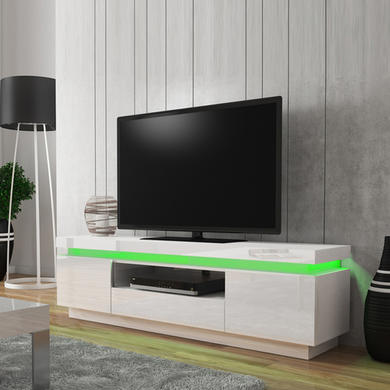 Evoque LED Light Effects White High Gloss TV Unit
