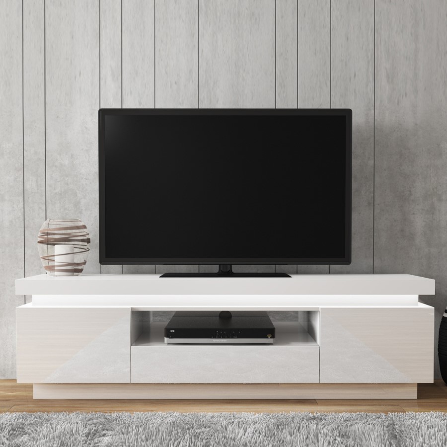 Evoque LED Light Effects White High Gloss TV Unit