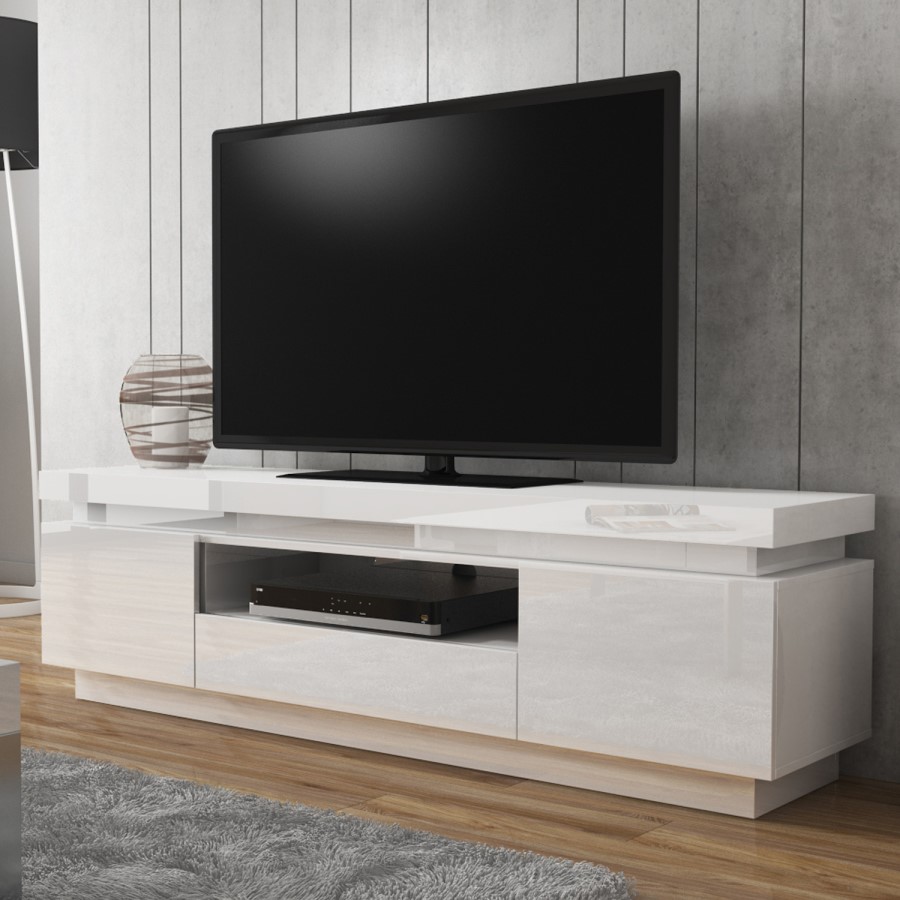 Evoque LED Light Effects White High Gloss TV Unit