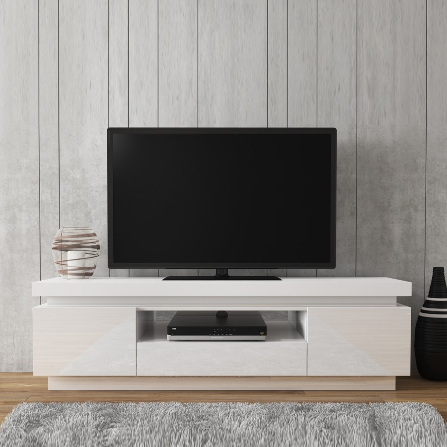 Evoque LED Light Effects White High Gloss TV Unit