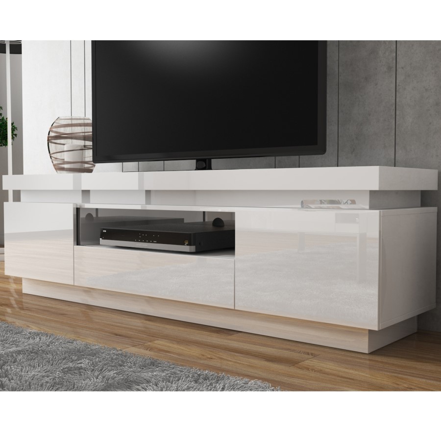 Evoque LED Light Effects White High Gloss TV Unit