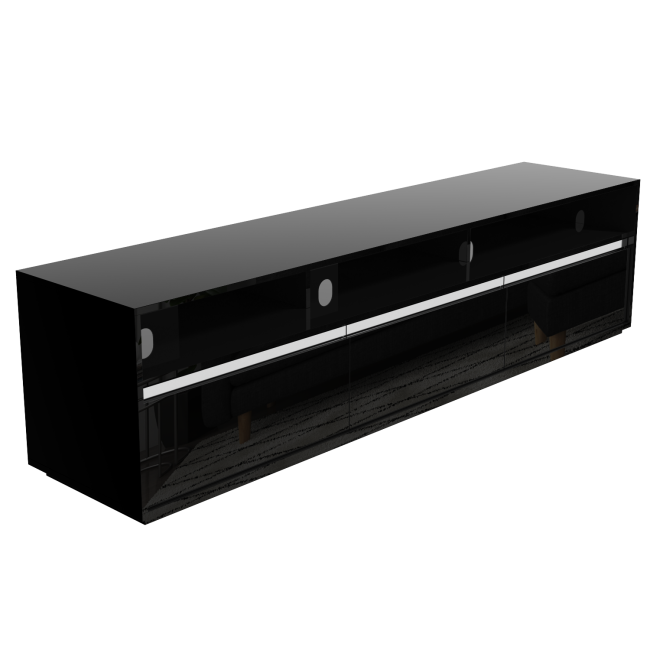 Large Black Gloss TV Unit with Storage Drawers- TVs up to 80" - Evoque