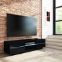 GRADE A1 - Evoque Black High Gloss TV Unit with LED Glass Shelf and Storage