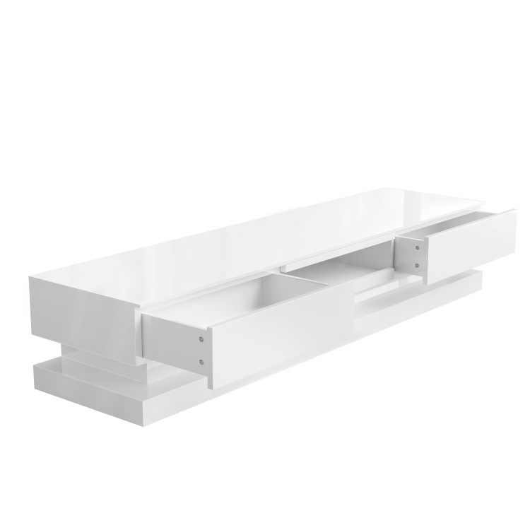 Large White Gloss TV Unit with LEDs - TV's up to 88" - Evoque