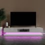 GRADE A1 - Large White Gloss TV Unit with LEDs - TV's up to 88" - Evoque