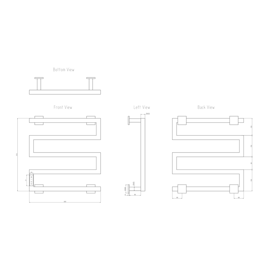 Reina Vispa Black Designer Towel Radiator 510 x 500mm