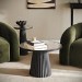 Small Black Round Cast Glass Coffee Table - Evie
