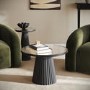 Small Black Round Cast Glass Coffee Table - Evie