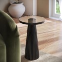 EVV002 Small Black Round Cast Glass Side Table - Evie