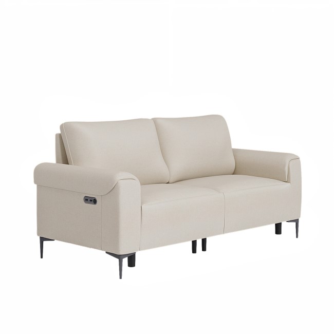 Beige Fabric 3 Seater Electric Recliner Sofa - Ezra