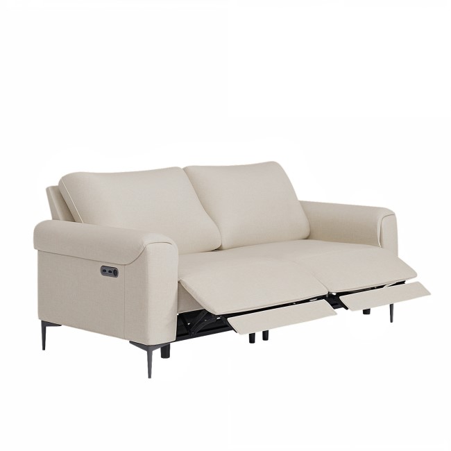 Beige Fabric 3 Seater Electric Recliner Sofa - Ezra