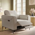 EZR002 Beige Fabric Electric Recliner Armchair with Footrest - Ezra