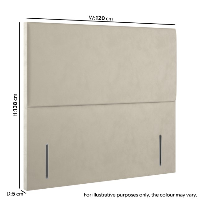 Beige Velvet Small Double Plain Headboard - Langston