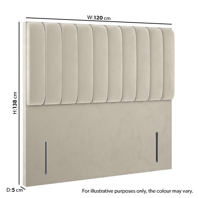 Beige Velvet Small Double Headboard with Vertical Stripe - Langston