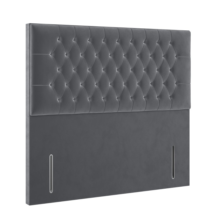 Grey Velvet Single Chesterfield Headboard - Langston