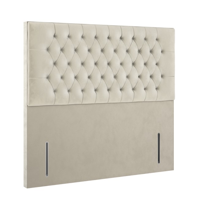 Beige Velvet Single Chesterfield Headboard - Langston