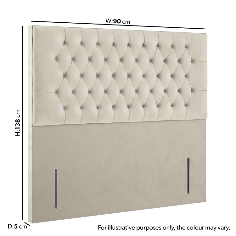 Beige Velvet Single Chesterfield Headboard - Langston