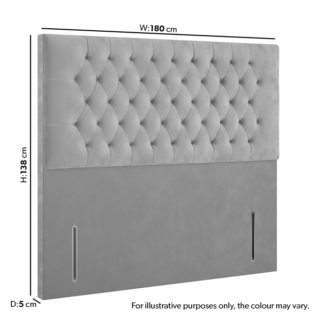 Grey Velvet Super King Chesterfield Headboard - Langston