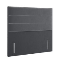 Grey Velvet Single Headboard with Horizontal Stripe - Langston