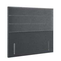 Grey Velvet Small Double Headboard with Horizontal Stripe - Langston Grey Velvet Small Double Headboard with Horizontal Stripe - Langston
