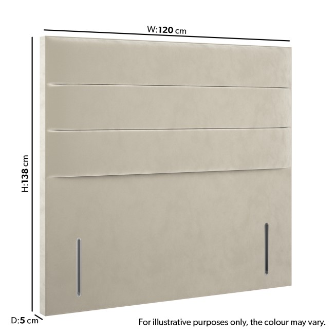 Beige Velvet Small Double Headboard with Horizontal Stripe - Langston