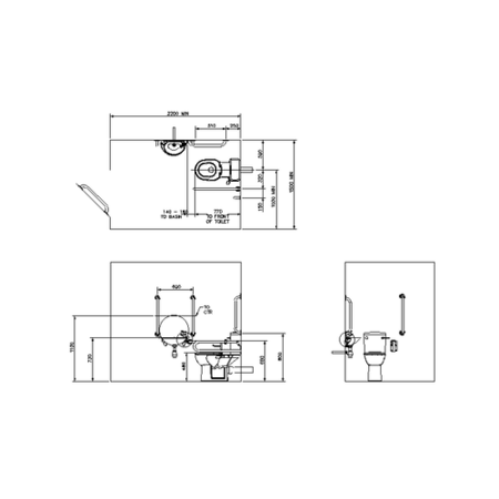 Close coupled Doc M toilet pack steel exposed fixings grey