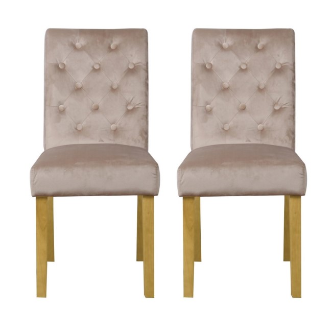 GRADE A1 - Faith Cream Pair of Velvet Dining Chairs with Oak Legs