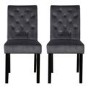 Faith Charcoal Pair of Velvet Dining Chairs with Black Legs