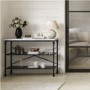 Black Metal Console Table with Marble Effect Top - Fairmont