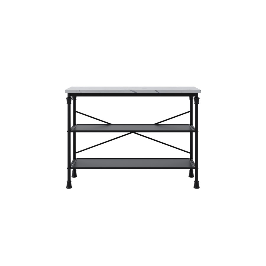 Black Metal Console Table with Marble Effect Top - Fairmont