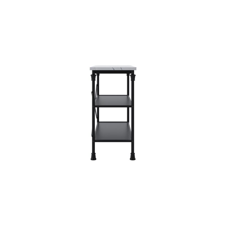Black Metal Console Table with Marble Effect Top - Fairmont