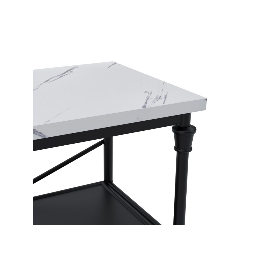 Black Metal Console Table with Marble Effect Top - Fairmont