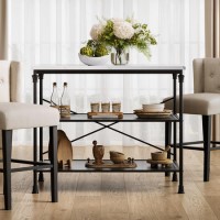 Black Metal Freestanding Kitchen Island with Marble Effect Top - Fairmont