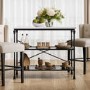 Black Metal Freestanding Kitchen Island with Marble Effect Top - Fairmont