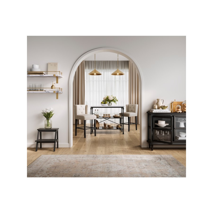 Black Metal Freestanding Kitchen Island with Marble Effect Top - Fairmont