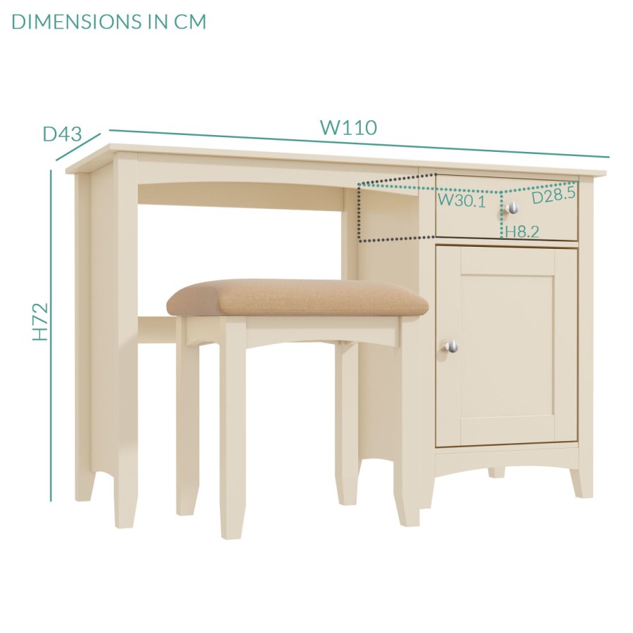 Farley 1 Drawer 1 Door Desk in Ivory/Cream