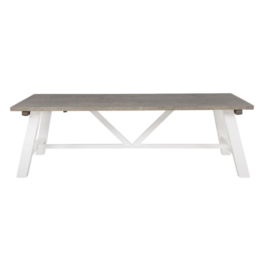 GRADE A1 - Wood Extendable Dining Table in White & Wood Wash - Fawsley
