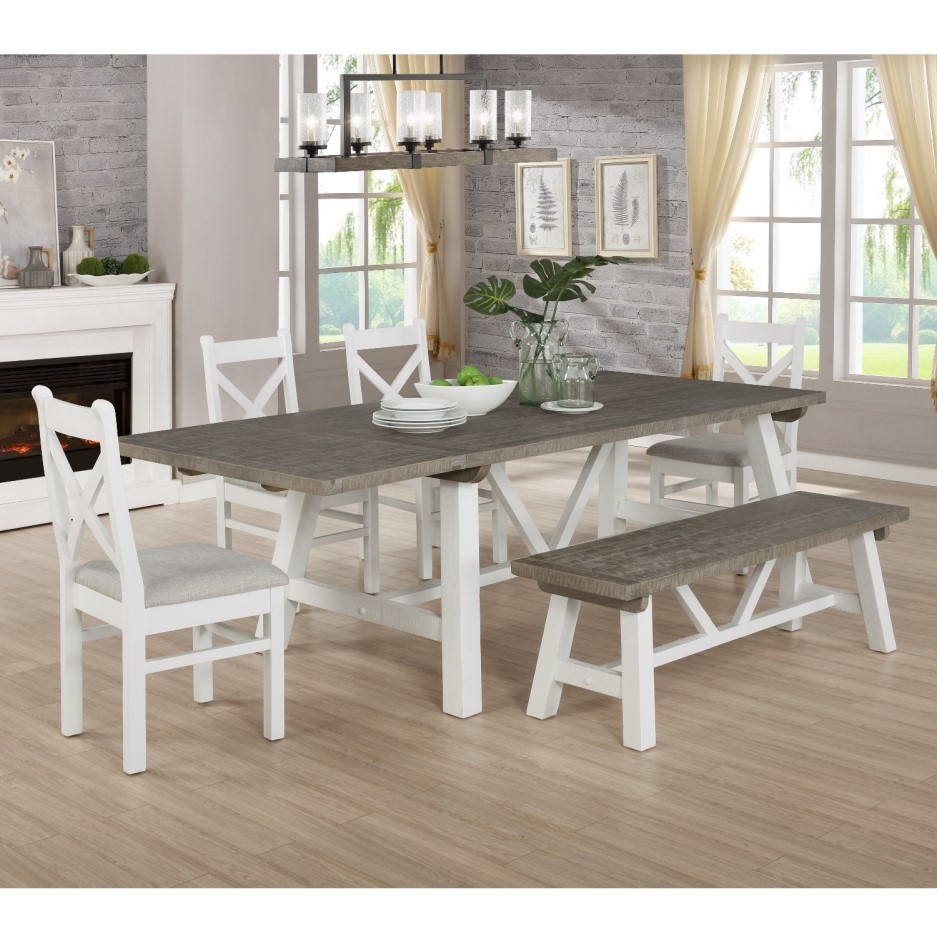 White Timber Dining Table GRADE A1 - Wood Extendable Dining Table in White & Wood Wash - Fawsley