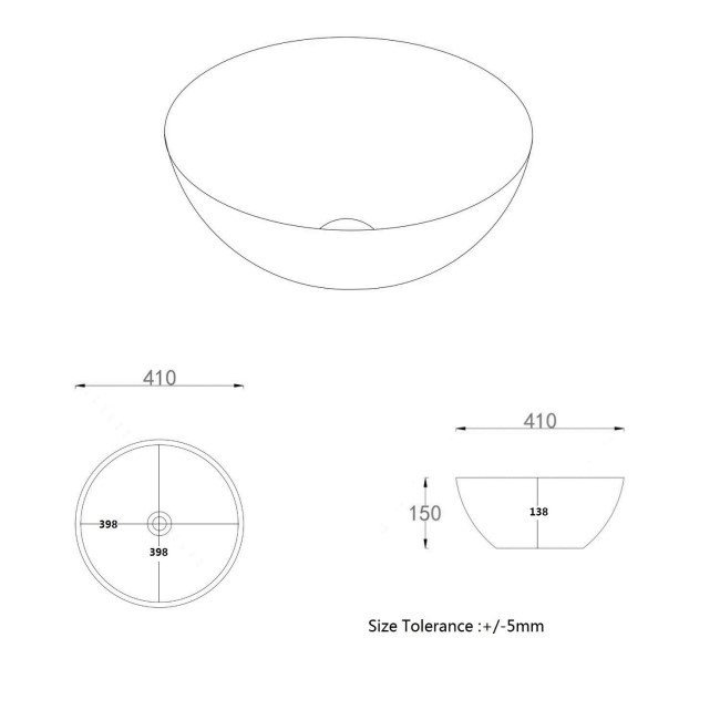 Beige Unglazed Round Countertop Basin 410mm - Fawn