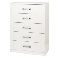 One Call Furniture Flute 5 Drawer Chest in Textured Ivory